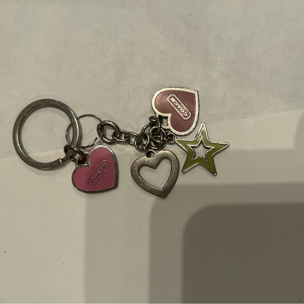 Designer brand Coach Heart and Star keychain bag charm luxury